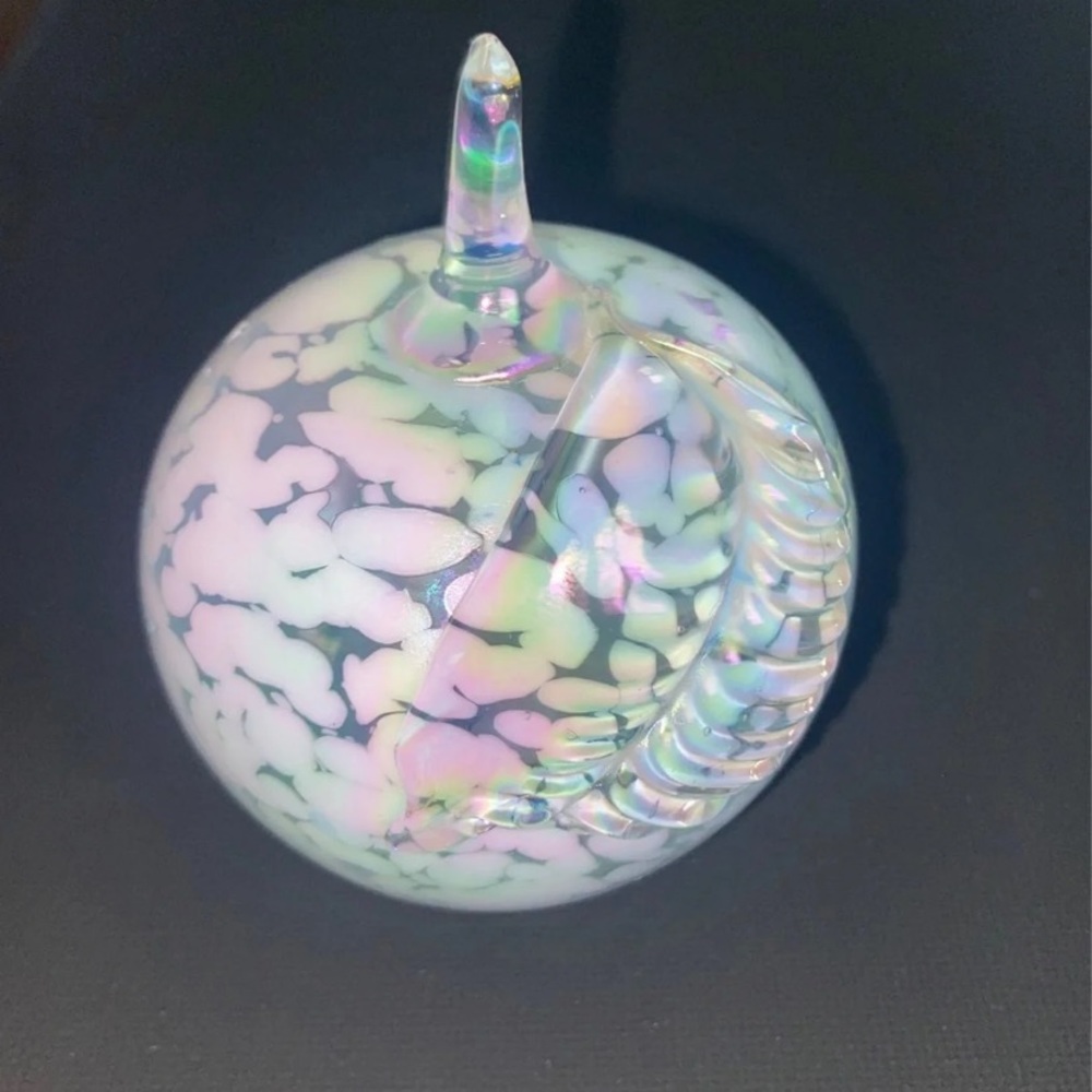 Millefiori Glass Paperweight Apple Iridescent